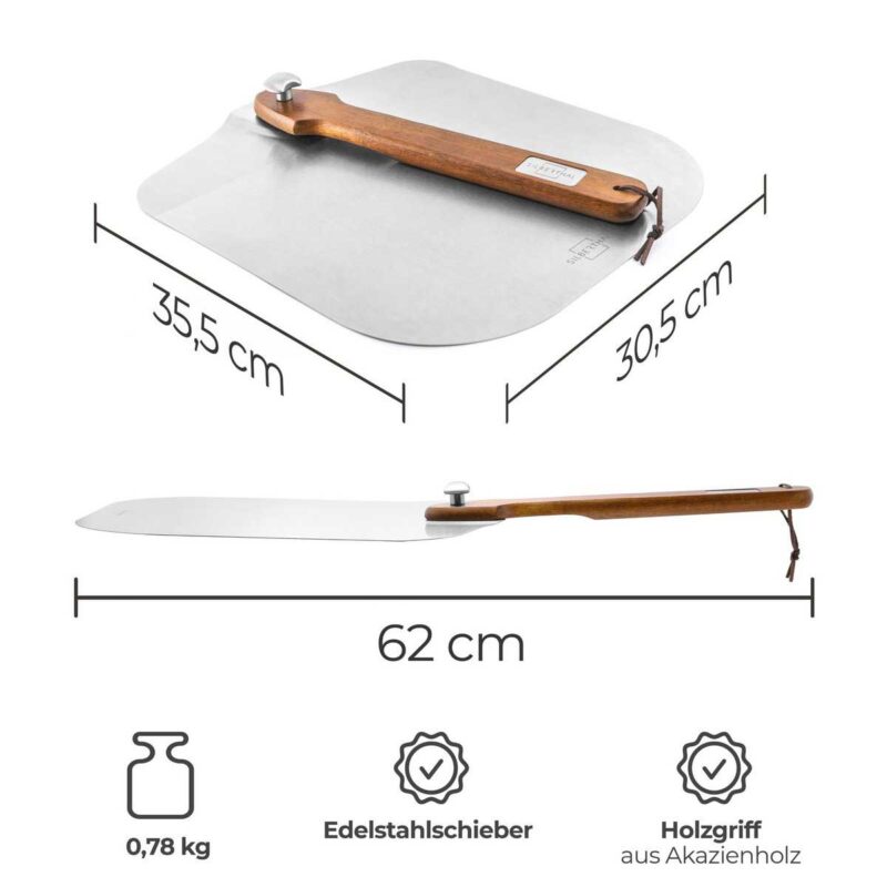 Pizzasteenset voor Grill & Oven - 3-delig met Pizzasteen, Pizzaschep & Pizzames - Silberthal - Afbeelding 4