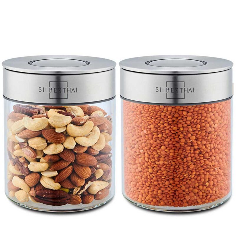 Set van 2 Voorraadpotten met deksel - 700 ml - luchtdicht - Silberthal