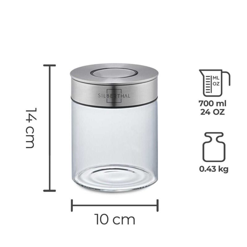 Set van 2 Voorraadpotten met deksel - 700 ml - luchtdicht - Silberthal - Afbeelding 2