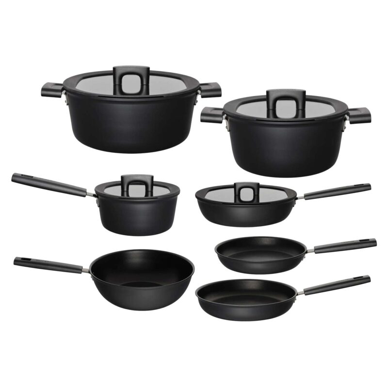 7 Delige Fiskars Hard Face Pannenset Zwart