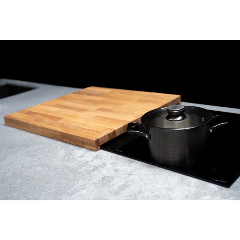 Eiken Houten Snijplank tevens Kookplaatbeschermer - 60x57x4,5 - Delucio - Afbeelding 2