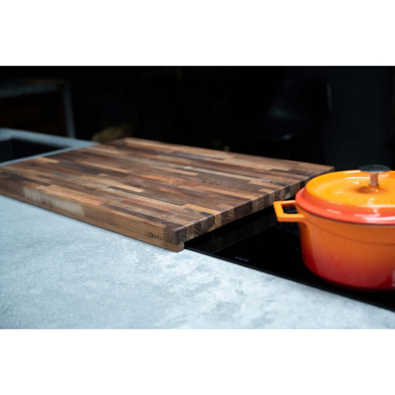 Walnoten Houten Snijplank tevens Kookplaatbeschermer - 60x57x4,5 - Delucio - Afbeelding 3